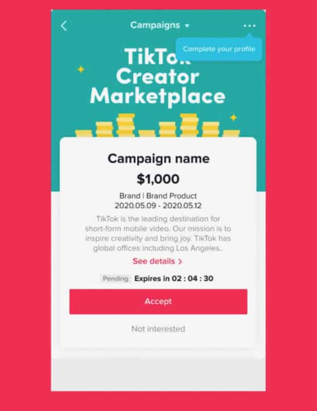 tiktok creator marketplace campaign name