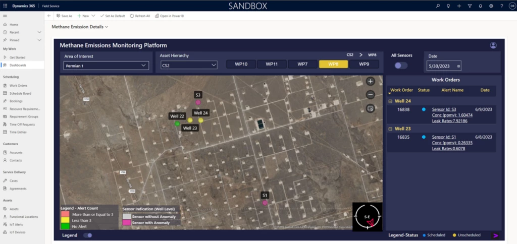 Figure 3: MEMP Landing Page visualizing wells, IoT sensors, and Work Orders