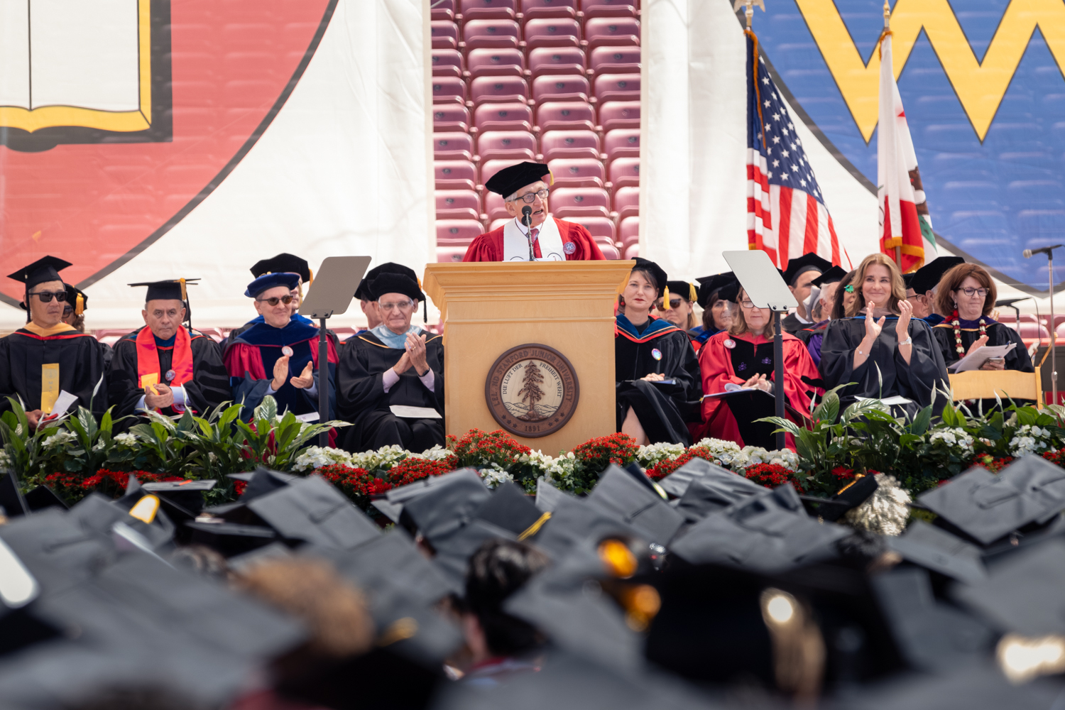 President Richard Saller at lectern