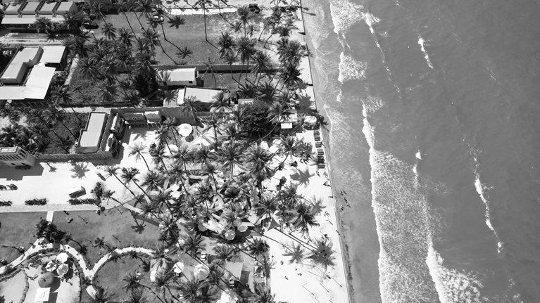 Aerial view of Swimming pool and the beach in the Phan Thiet resort, Binh Thuan Province, Viet Nam