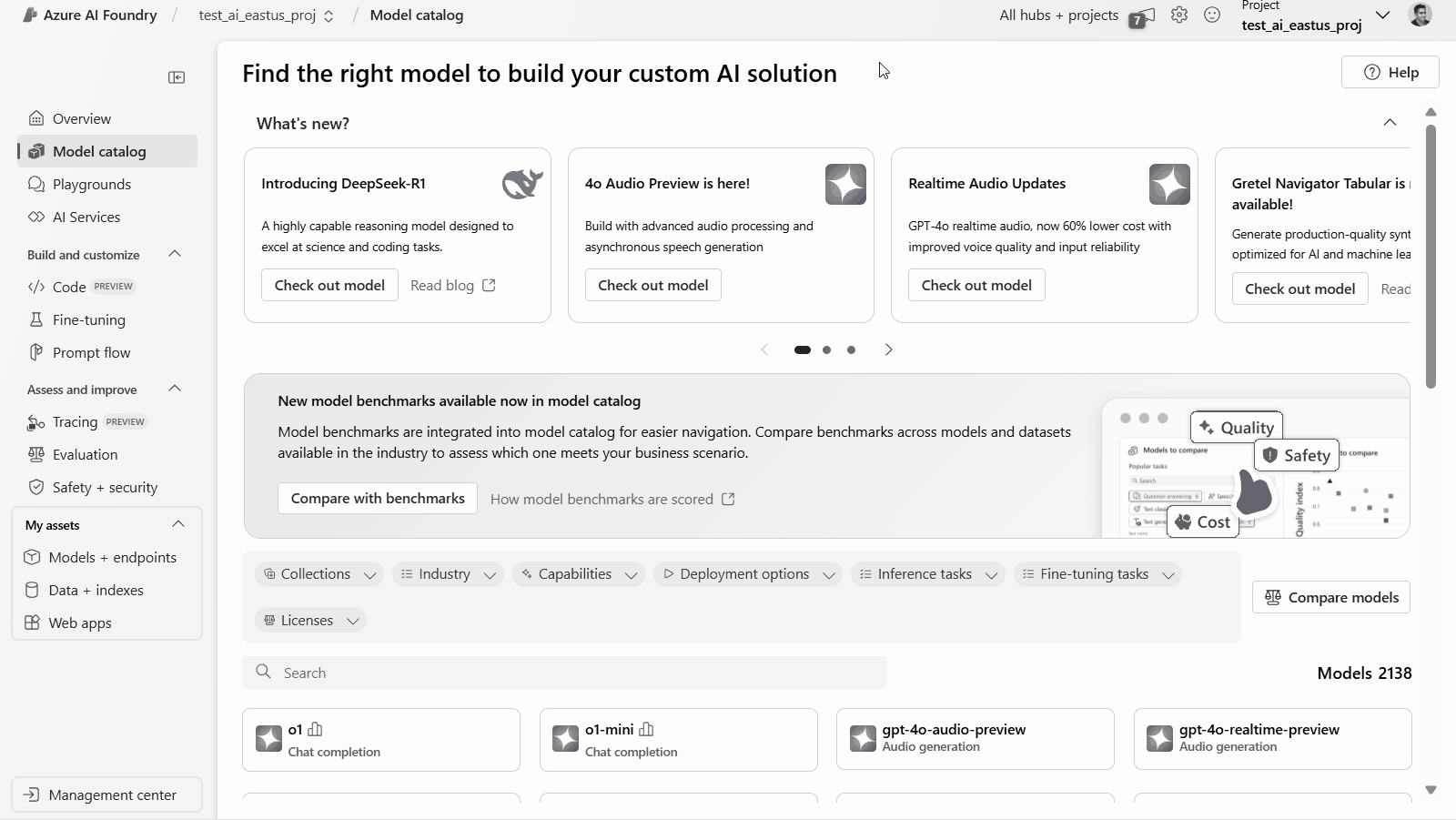 A GIF on how to use DeepSeek in model catalog on Azure AI Foundry and GitHub models.